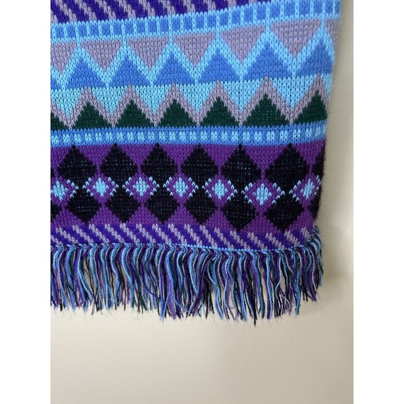 Vintage 70’s Expressions by Campus Southwest Boho Fringe Knit Cardigan Sweater S - Picture 5 of 6
